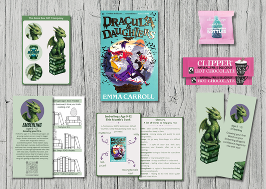 Tweens's monthly book subscription gift, with sweets, bookmark and  stickers.