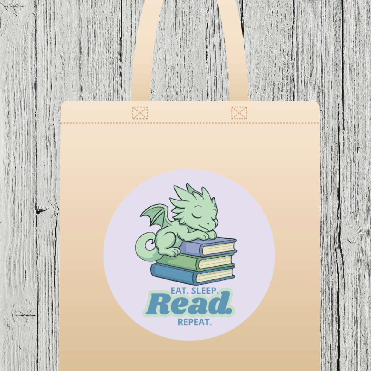 Eat. Sleep. Read. Repeat. Sleepy Dragon Tote Bag