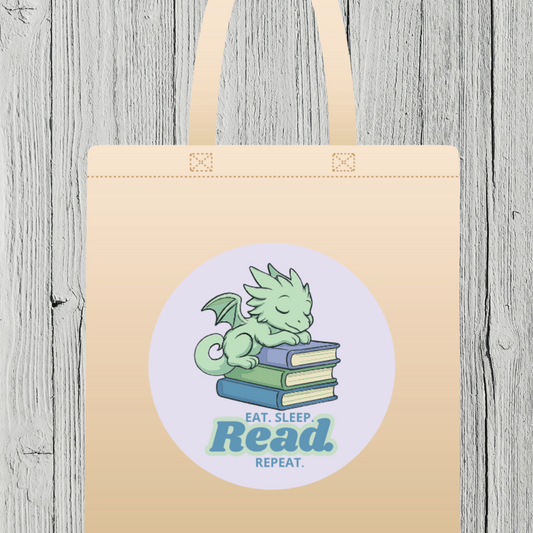 Eat. Sleep. Read. Repeat. Sleepy Dragon Tote Bag